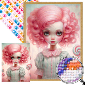 Big-Eyed Girl 40*55CM(Canvas) Full Round Drill Diamond Painting(Partial AB)