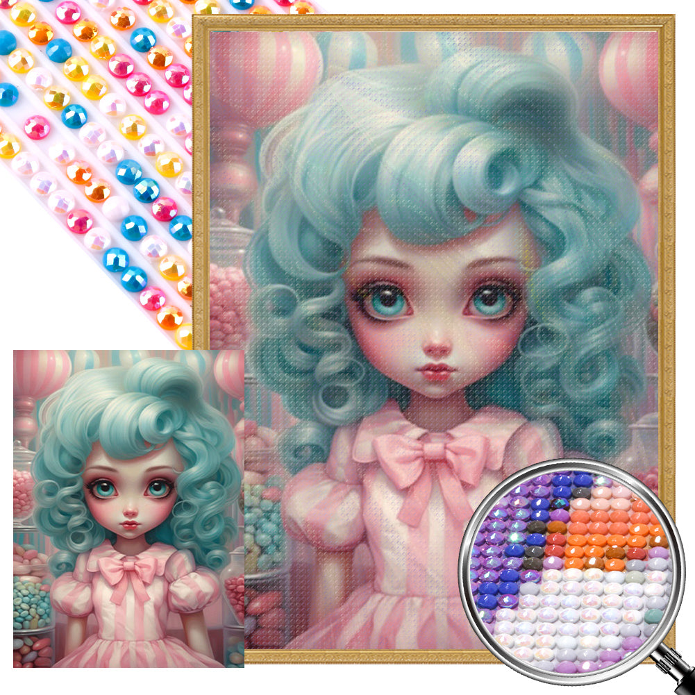 Big-Eyed Girl 40*55CM(Canvas) Full Round Drill Diamond Painting(Partial AB)