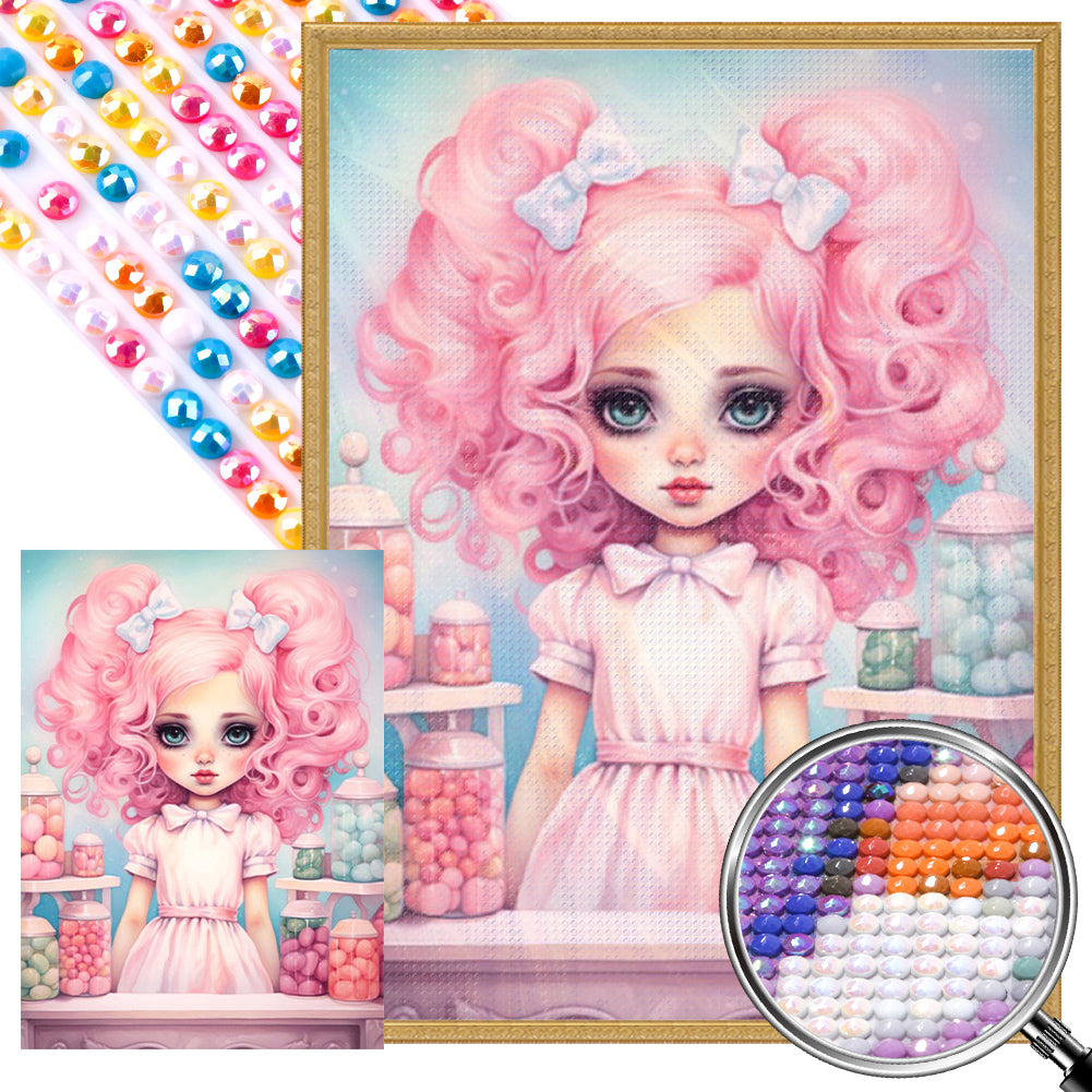 Big-Eyed Girl 40*55CM(Canvas) Full Round Drill Diamond Painting(Partial AB)