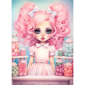 Big-Eyed Girl 40*55CM(Canvas) Full Round Drill Diamond Painting(Partial AB)