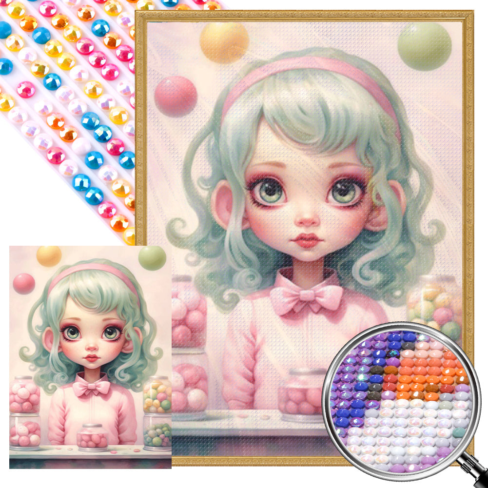 Big-Eyed Girl 40*55CM(Canvas) Full Round Drill Diamond Painting(Partial AB)