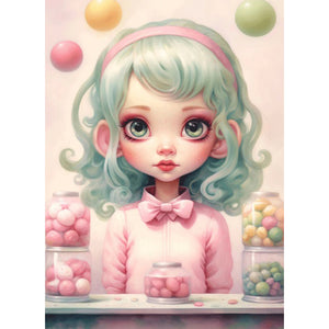 Big-Eyed Girl 40*55CM(Canvas) Full Round Drill Diamond Painting(Partial AB)
