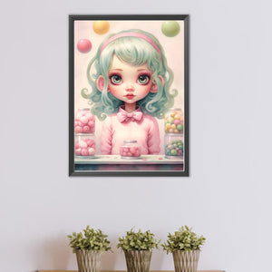 Big-Eyed Girl 40*55CM(Canvas) Full Round Drill Diamond Painting(Partial AB)