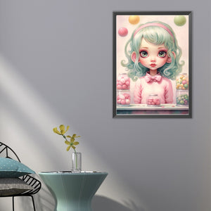 Big-Eyed Girl 40*55CM(Canvas) Full Round Drill Diamond Painting(Partial AB)