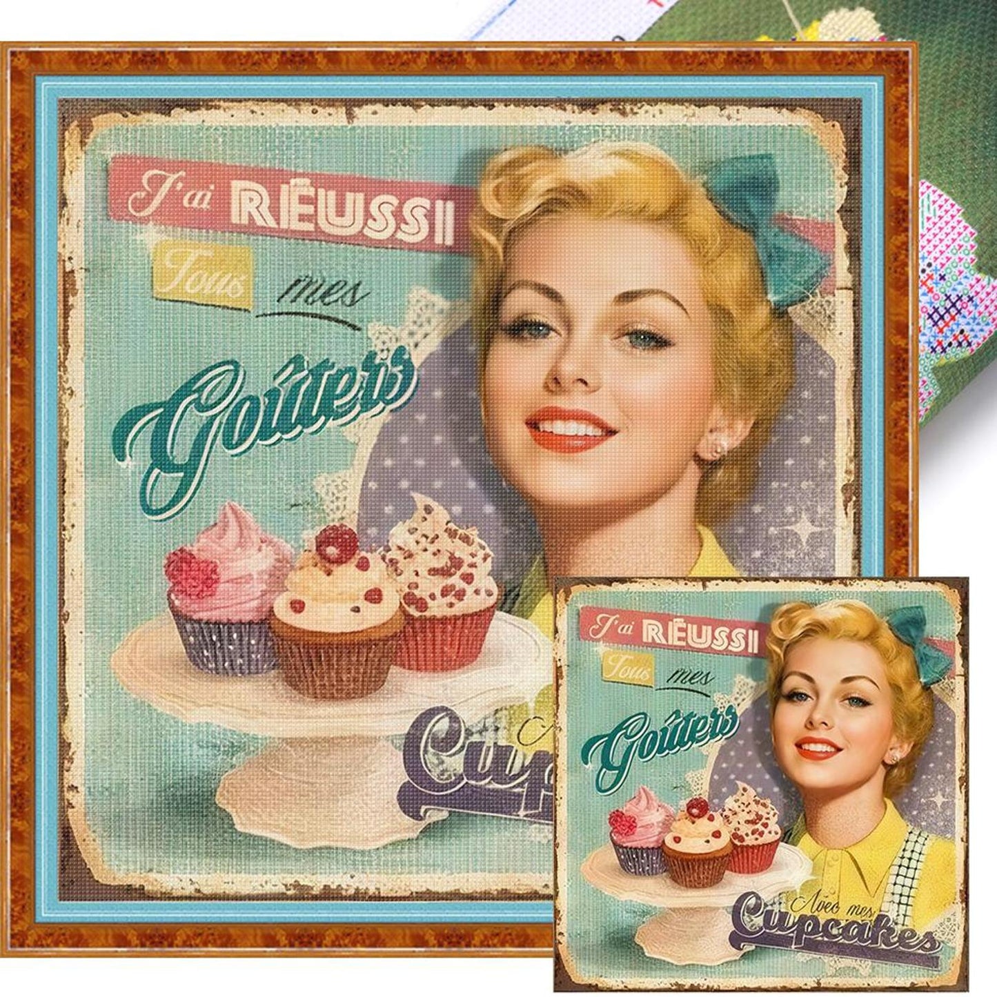 Vintage Billboard - Full 11CT Stamped Cross Stitch 40x40CM - Huacan