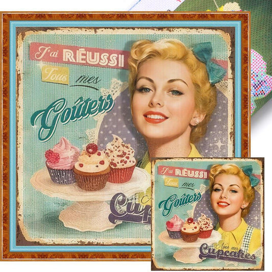 Vintage Billboard - Full 11CT Stamped Cross Stitch 40x40CM - Huacan