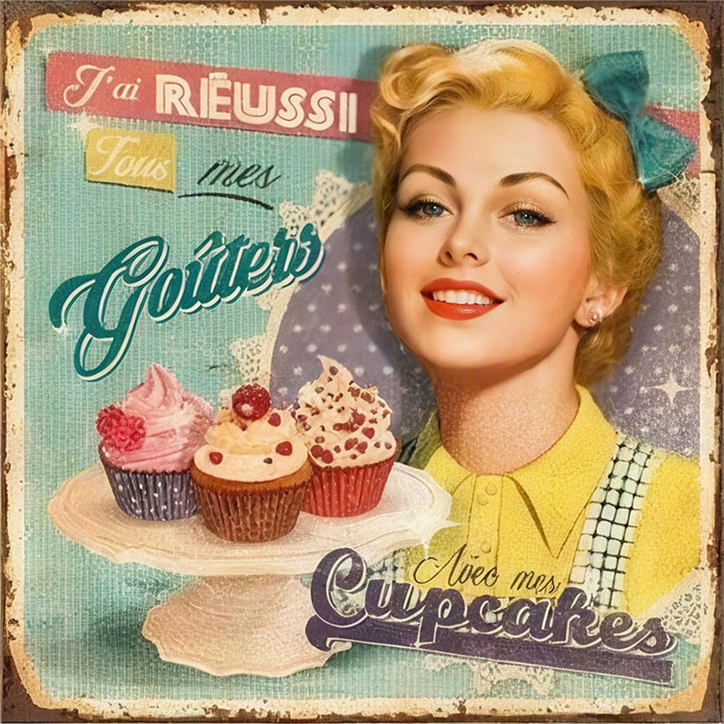 Vintage Billboard - Full 11CT Stamped Cross Stitch 40x40CM - Huacan
