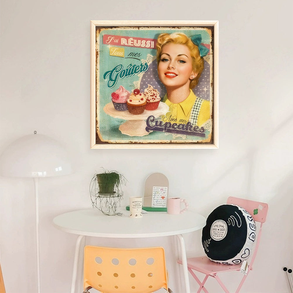 Vintage Billboard - Full 11CT Stamped Cross Stitch 40x40CM - Huacan