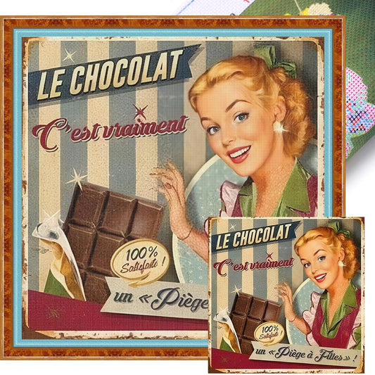 Vintage Billboard - Full 11CT Stamped Cross Stitch 40x40CM - Huacan