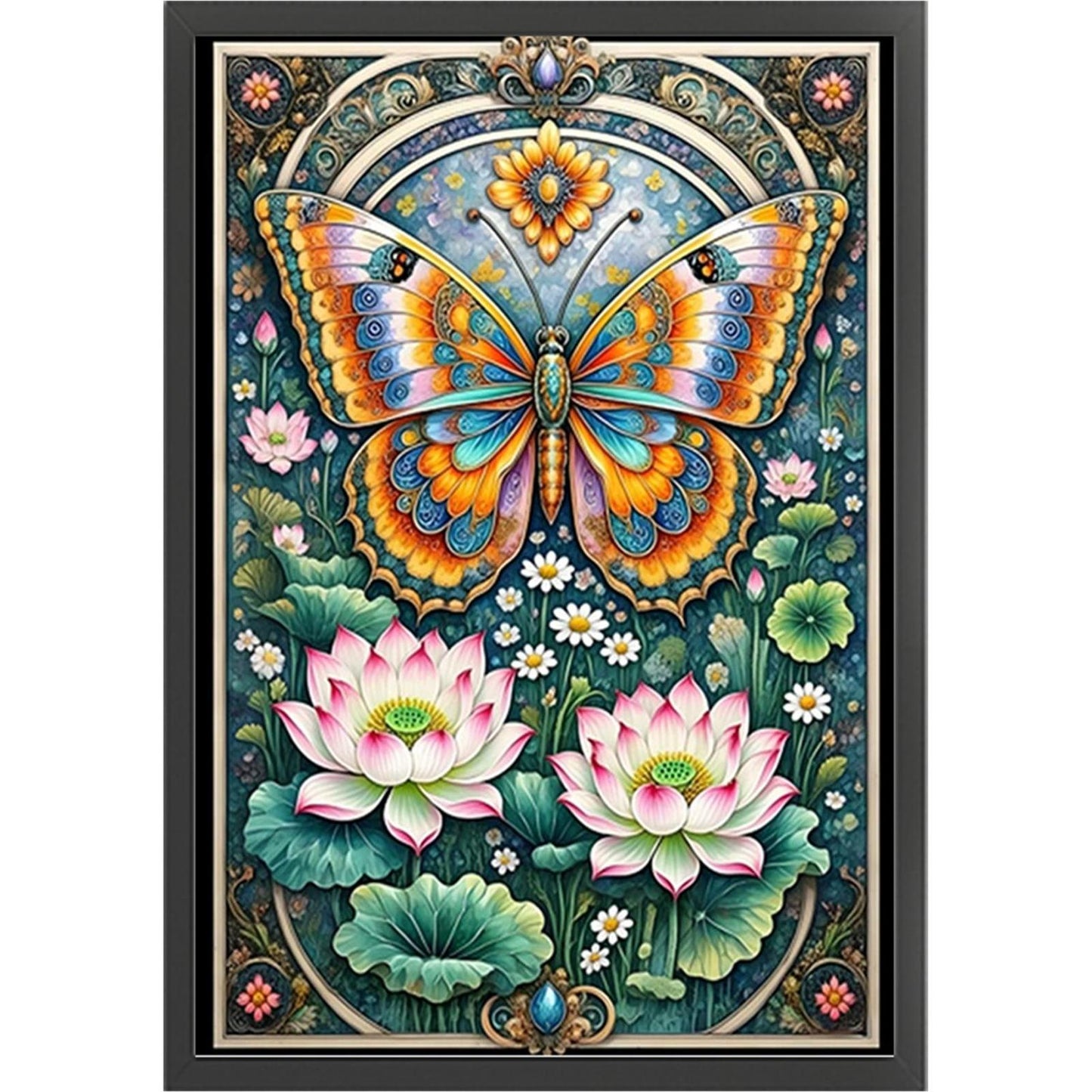 Lotus And Butterfly - Full 11CT Stamped Cross Stitch 50x70CM - Mona Lisa