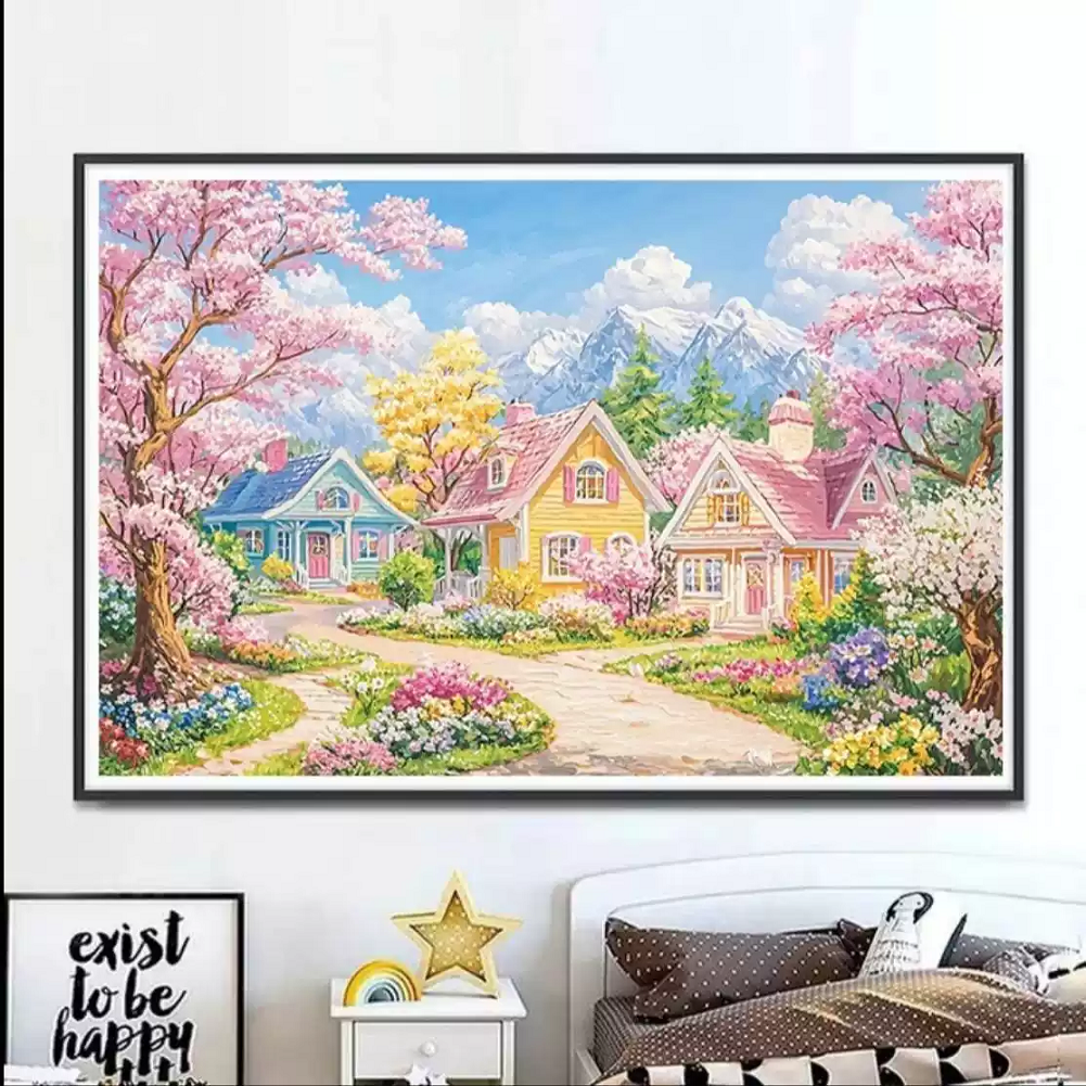 Rural Scenery With Cabin - Full 11CT Stamped Cross Stitch 85x65CM - Mona Lisa