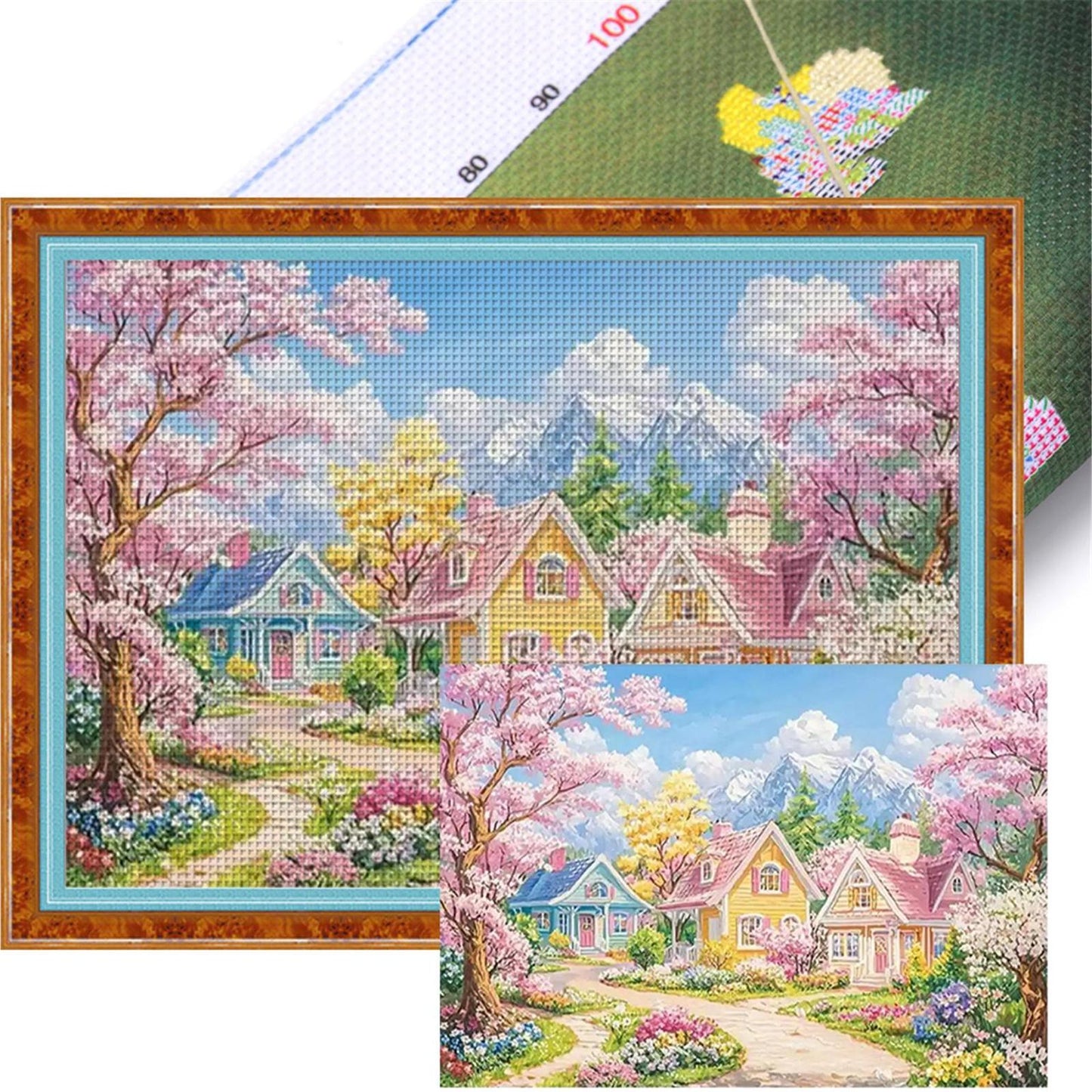 Rural Scenery With Cabin - Full 11CT Stamped Cross Stitch 85x65CM - Mona Lisa