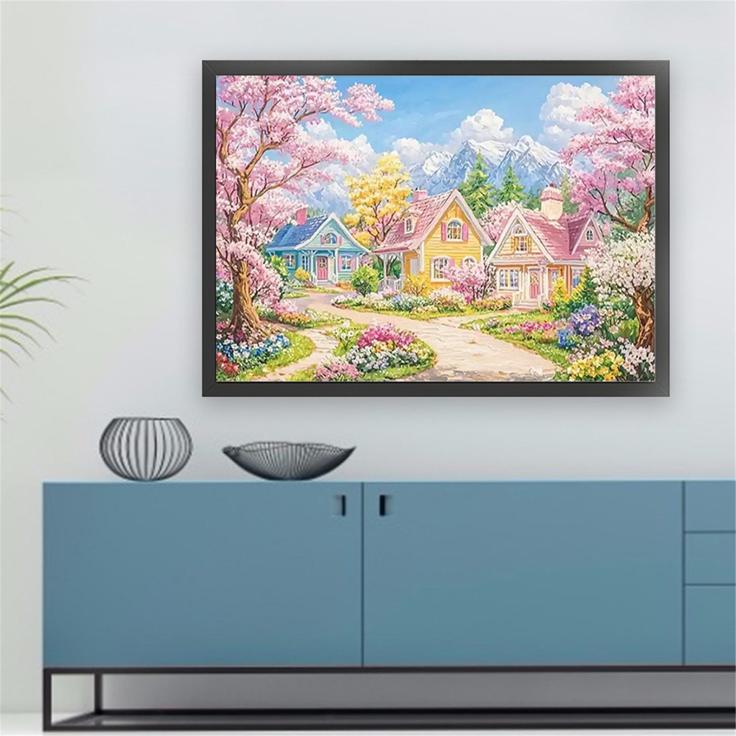 Rural Scenery With Cabin - Full 11CT Stamped Cross Stitch 85x65CM - Mona Lisa