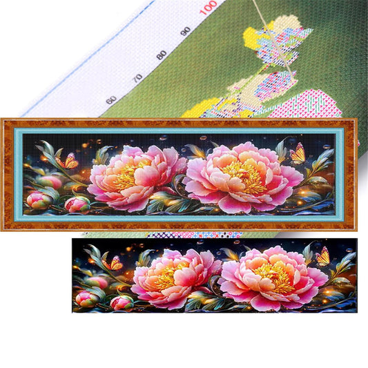 Peony At Dawn And Dusk - Full 11CT Stamped Cross Stitch 135x40CM - Mona Lisa