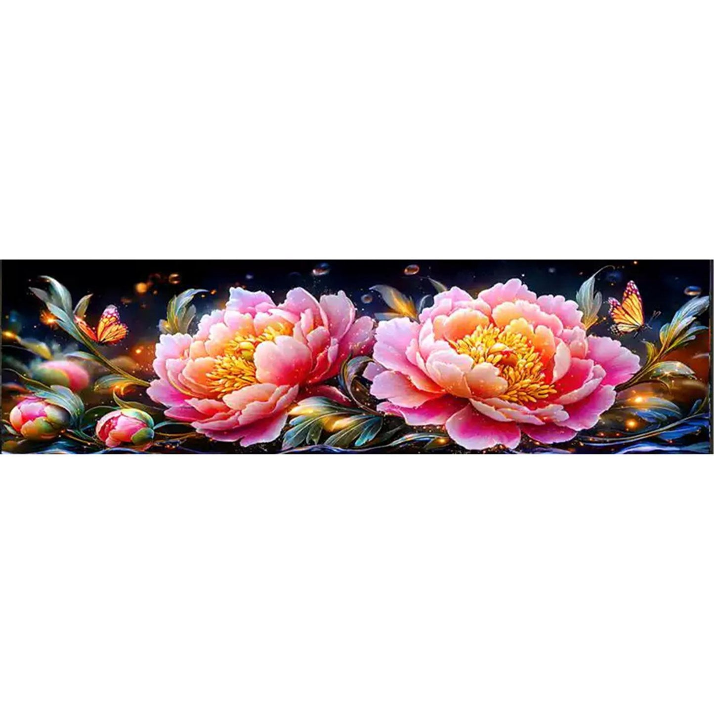 Peony At Dawn And Dusk - Full 11CT Stamped Cross Stitch 135x40CM - Mona Lisa