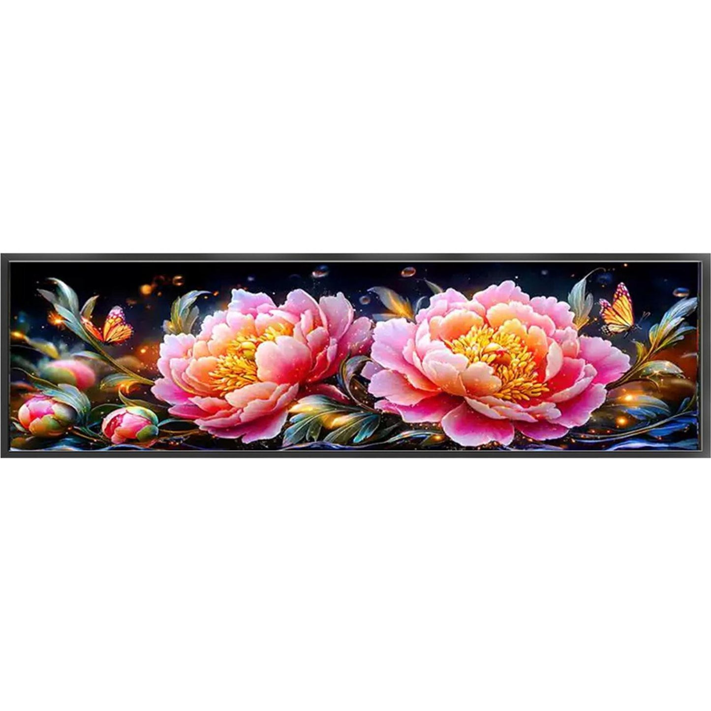 Peony At Dawn And Dusk - Full 11CT Stamped Cross Stitch 135x40CM - Mona Lisa