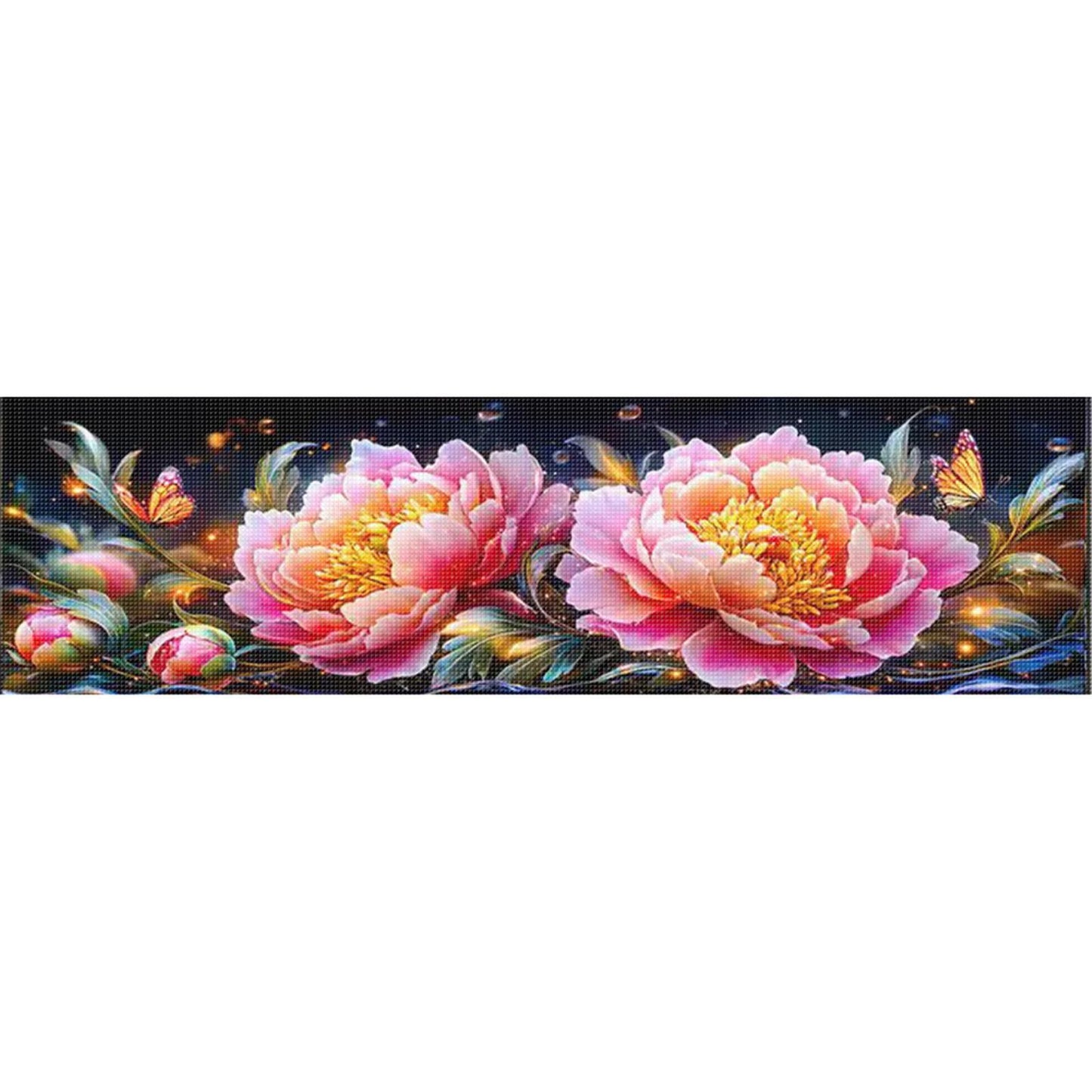 Peony At Dawn And Dusk - Full 11CT Stamped Cross Stitch 135x40CM - Mona Lisa