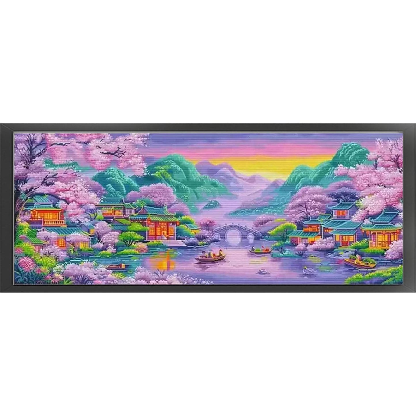 Purple Dream Of Jiangnan Water Town - Full 11CT Stamped Cross Stitch 150x65CM - Mona Lisa