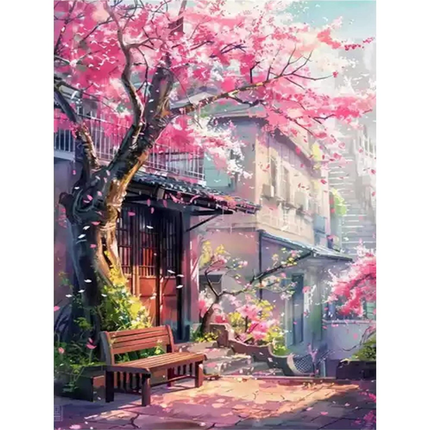 Under Cherry Blossom Tree - Full 11CT Stamped Cross Stitch 50x68CM - Mona Lisa