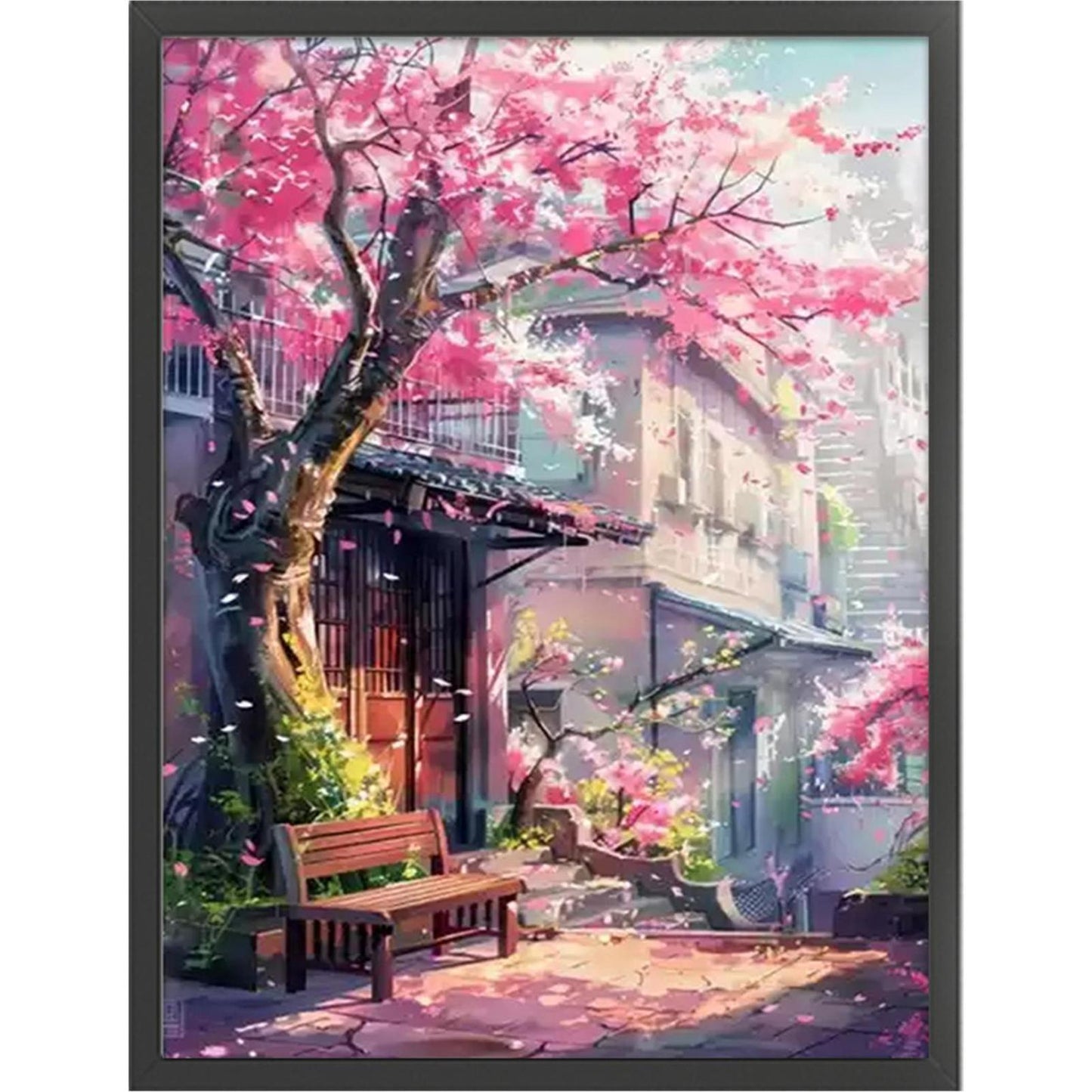 Under Cherry Blossom Tree - Full 11CT Stamped Cross Stitch 50x68CM - Mona Lisa