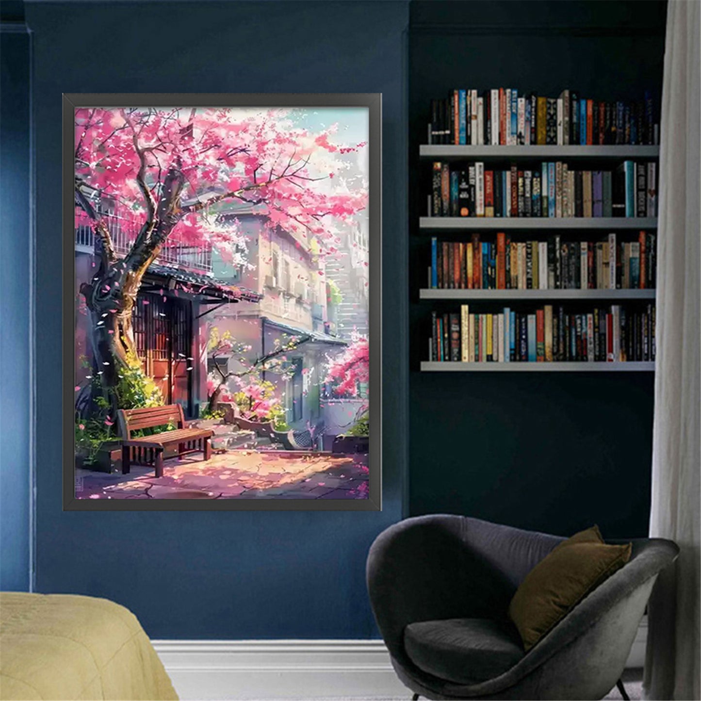 Under Cherry Blossom Tree - Full 11CT Stamped Cross Stitch 50x68CM - Mona Lisa
