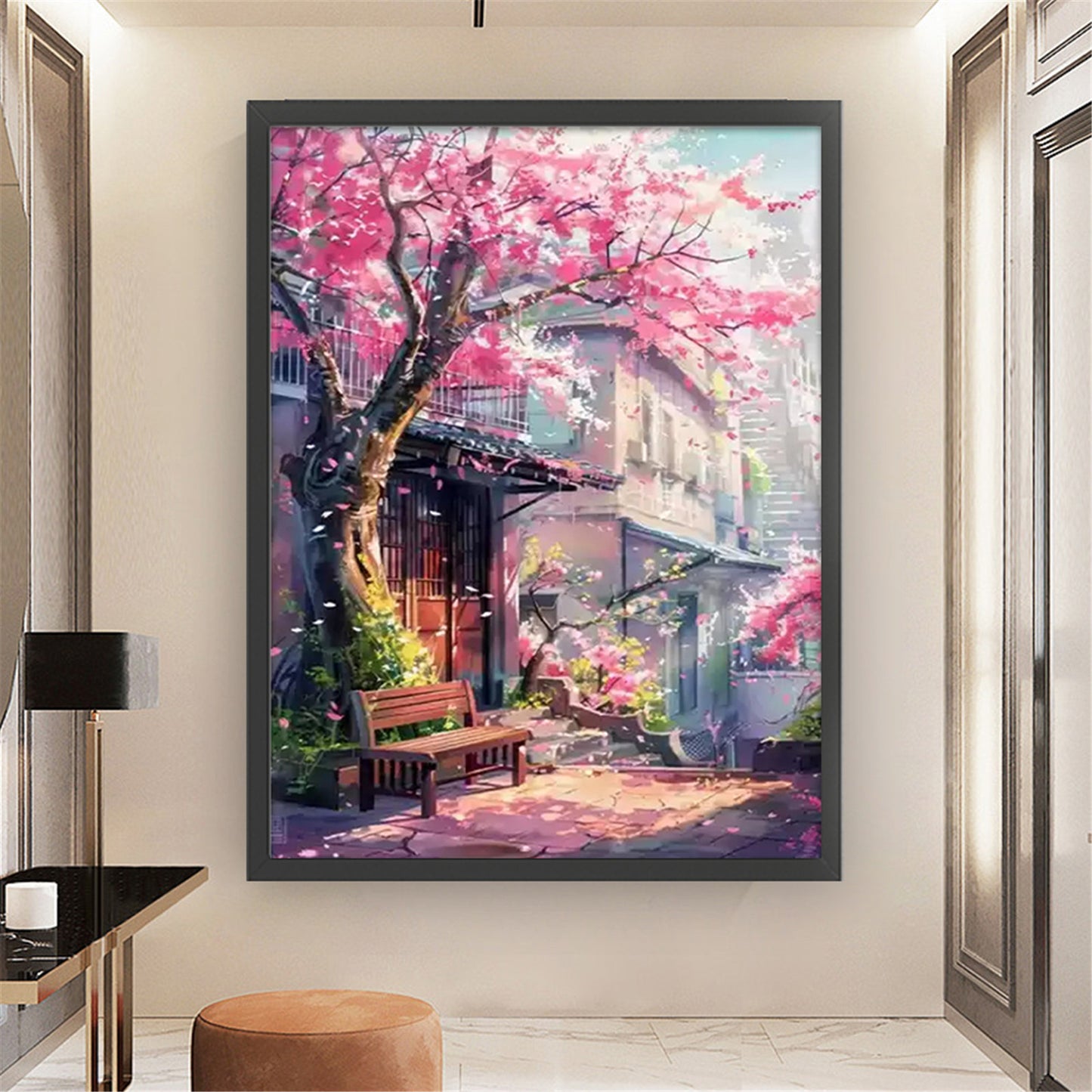 Under Cherry Blossom Tree - Full 11CT Stamped Cross Stitch 50x68CM - Mona Lisa