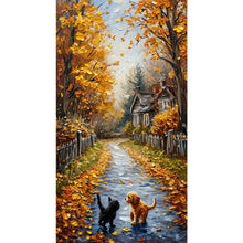 Load image into Gallery viewer, Autumn Path With Cats And Dogs 40*70CM(Canvas) Full Round Drill Diamond Painting
