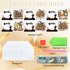 6PCS DIY Diamond Art Greeting Cards Congratulations Cards  Gifts (Halloween)