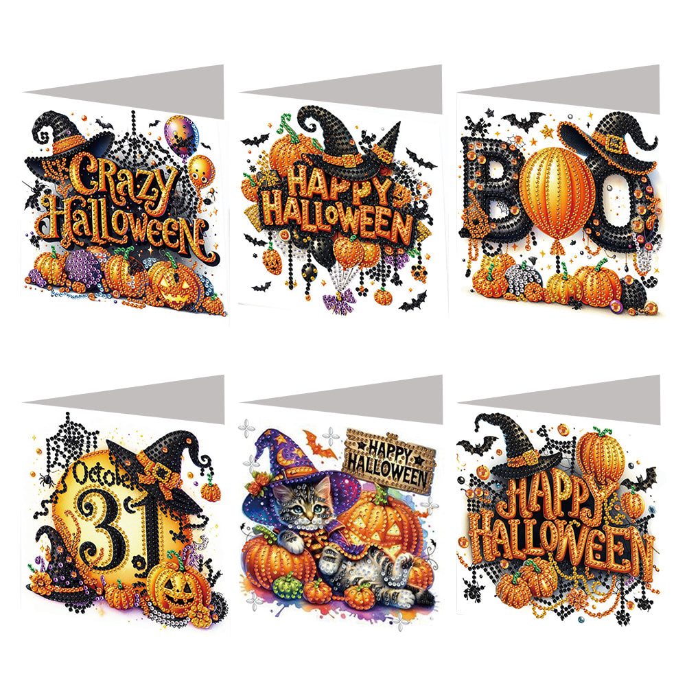 6PCS DIY Diamond Art Greeting Cards Congratulations Cards  Gifts (Halloween)
