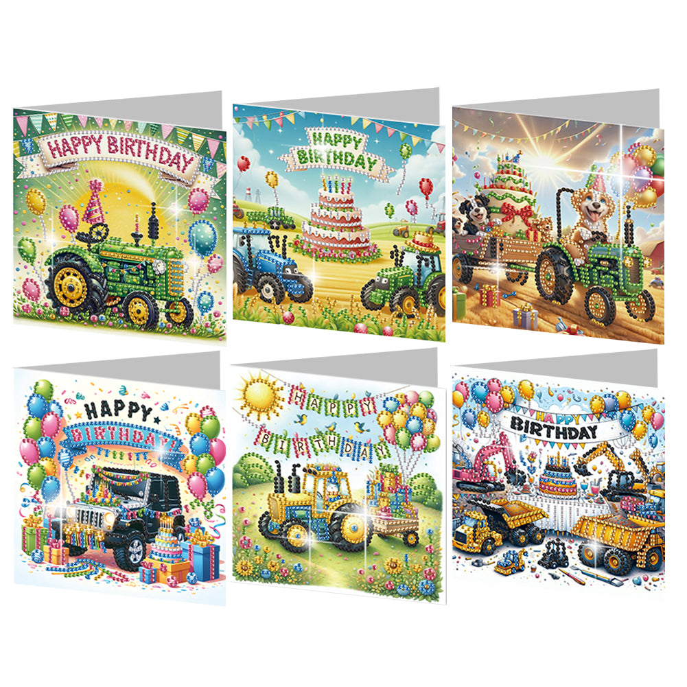 6PCS DIY Diamond Art Greeting Cards Congratulations Cards  Gifts (Birthday)