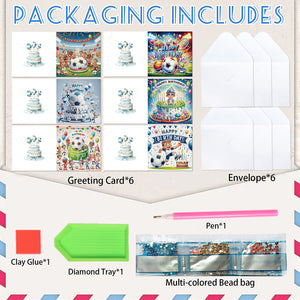 6PCS DIY Diamond Art Greeting Cards Congratulations Cards  Gifts (Football)