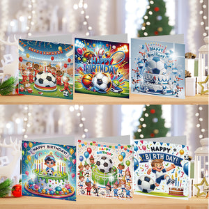 6PCS DIY Diamond Art Greeting Cards Congratulations Cards  Gifts (Football)