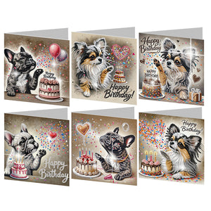 6PCS DIY Diamond Art Greeting Cards Congratulations Cards  Gifts (Cake)
