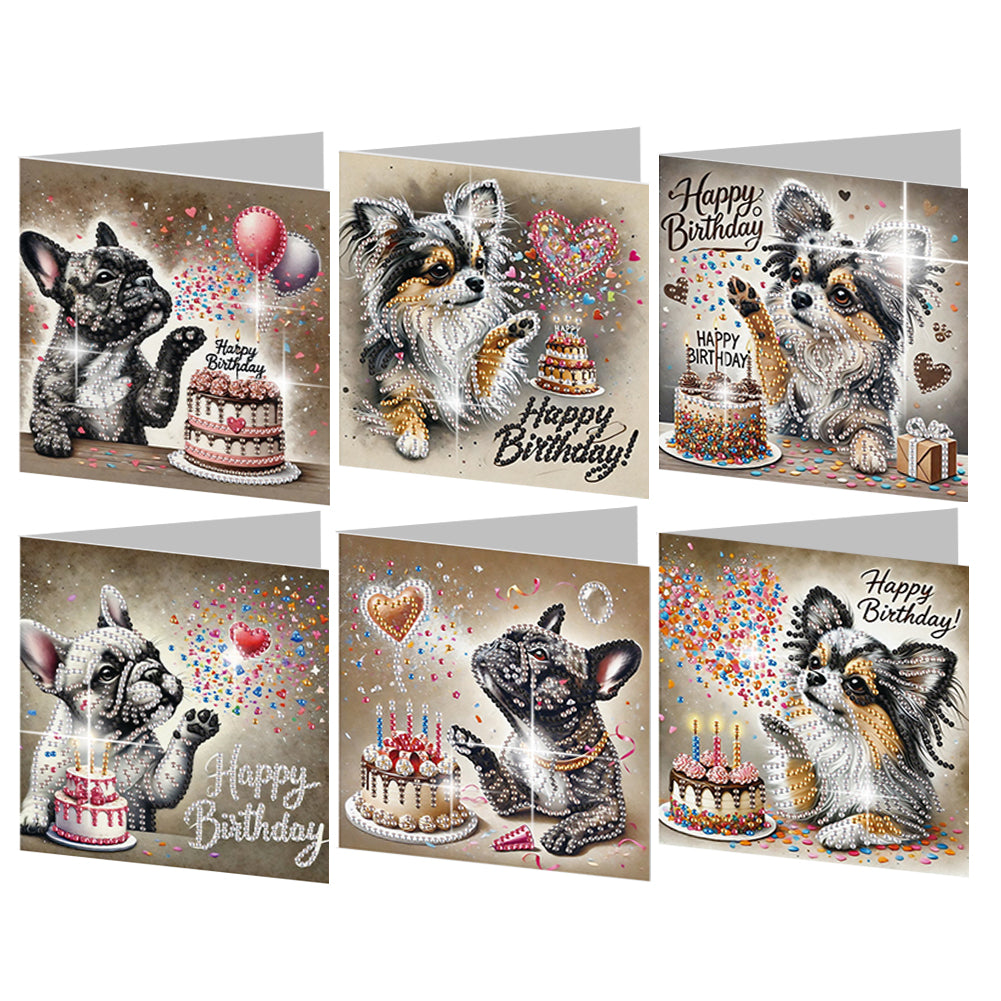 6PCS DIY Diamond Art Greeting Cards Congratulations Cards  Gifts (Cake)