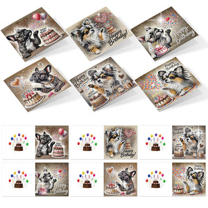 6PCS DIY Diamond Art Greeting Cards Congratulations Cards  Gifts (Cake)
