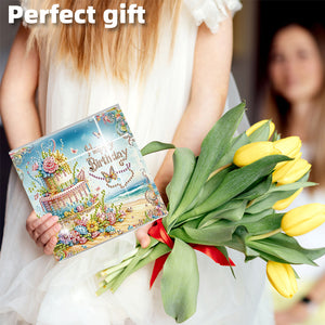 6PCS DIY Diamond Art Greeting Cards Congratulations Cards  Gifts (Happy)