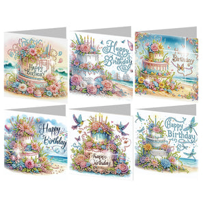 6PCS DIY Diamond Art Greeting Cards Congratulations Cards  Gifts (Happy)