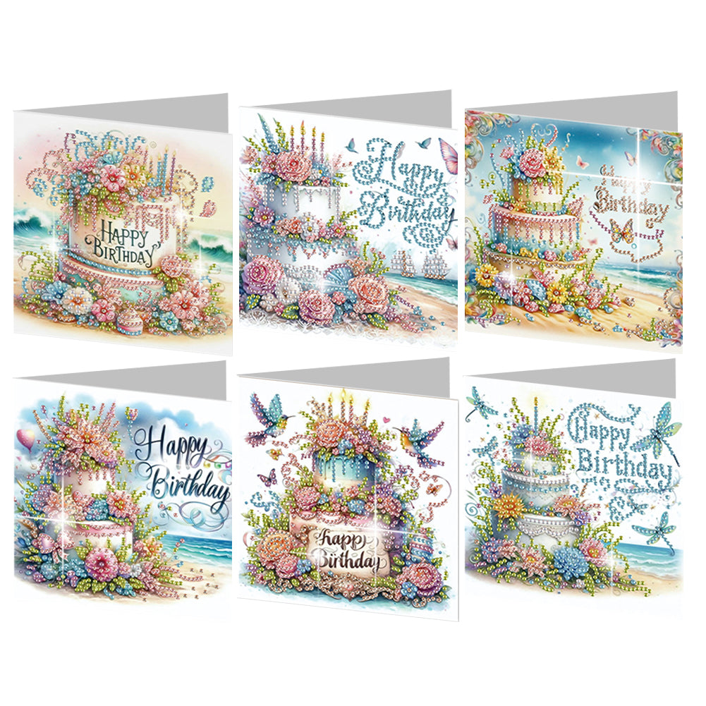 6PCS DIY Diamond Art Greeting Cards Congratulations Cards  Gifts (Happy)