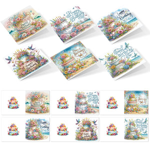 6PCS DIY Diamond Art Greeting Cards Congratulations Cards  Gifts (Happy)