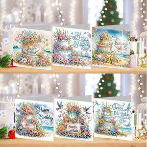 6PCS DIY Diamond Art Greeting Cards Congratulations Cards  Gifts (Happy)