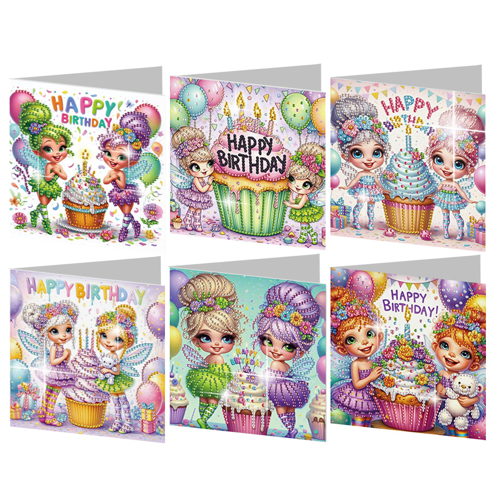 6PCS DIY Diamond Art Greeting Cards Congratulations Cards  Gifts (Sisters)