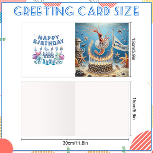 6PCS DIY Diamond Art Greeting Cards Congratulations Cards  Gifts (Ocean)