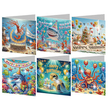 Load image into Gallery viewer, 6PCS DIY Diamond Art Greeting Cards Congratulations Cards  Gifts (Ocean)
