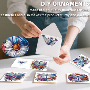 6PCS DIY Diamond Art Greeting Cards Congratulations Cards  Gifts (Dragonfly)