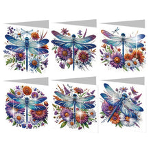 Load image into Gallery viewer, 6PCS DIY Diamond Art Greeting Cards Congratulations Cards  Gifts (Dragonfly)
