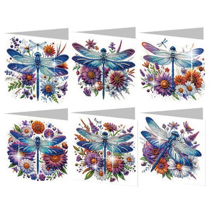 6PCS DIY Diamond Art Greeting Cards Congratulations Cards  Gifts (Dragonfly)