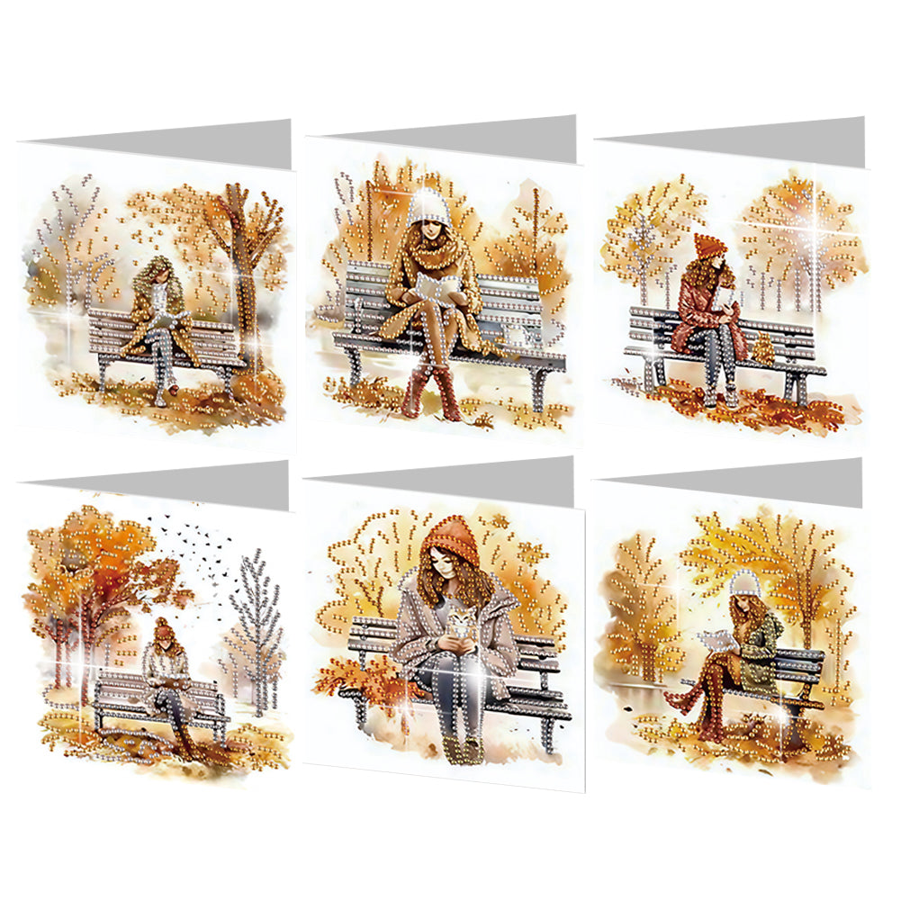 6PCS DIY Diamond Art Greeting Cards Congratulations Cards  Gifts (Girl)