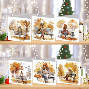 6PCS DIY Diamond Art Greeting Cards Congratulations Cards  Gifts (Girl)