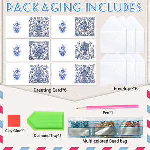 6PCS DIY Diamond Art Greeting Cards Congratulations Cards  Gifts (Porcelain)