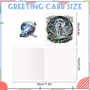 6PCS DIY Diamond Art Greeting Cards Congratulations Cards  Gifts (Wolf)
